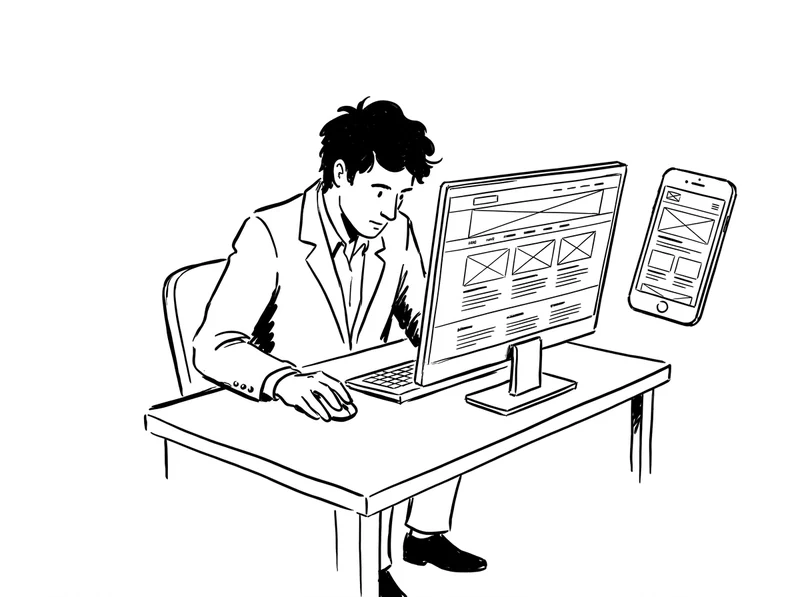 Ink illustration — building apps and websites